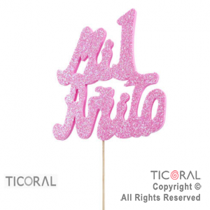 PINCHE MI 1ER A�ITO CON BRILLO ROSA GOMA EVA x 1